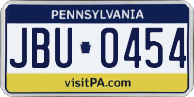 PA license plate JBU0454