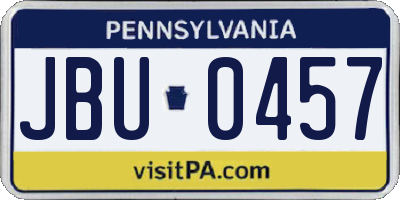 PA license plate JBU0457