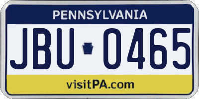 PA license plate JBU0465