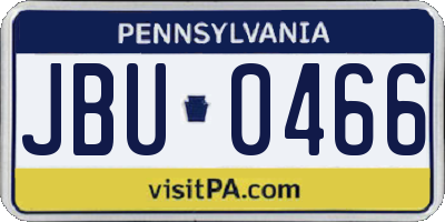 PA license plate JBU0466
