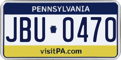 PA license plate JBU0470