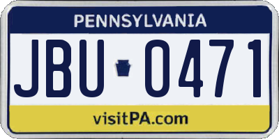PA license plate JBU0471