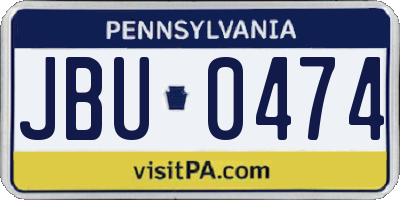 PA license plate JBU0474