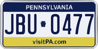 PA license plate JBU0477