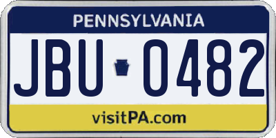 PA license plate JBU0482