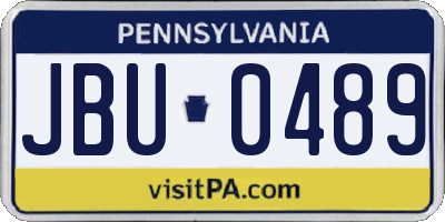 PA license plate JBU0489