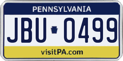 PA license plate JBU0499