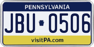 PA license plate JBU0506