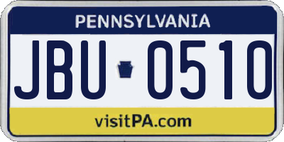 PA license plate JBU0510