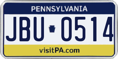 PA license plate JBU0514