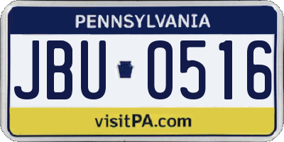 PA license plate JBU0516