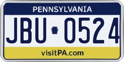 PA license plate JBU0524