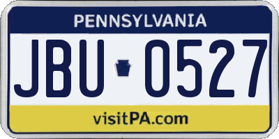 PA license plate JBU0527