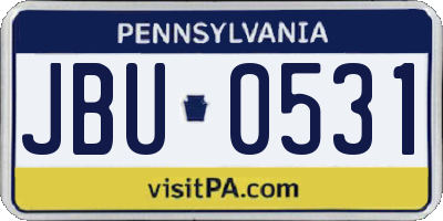 PA license plate JBU0531
