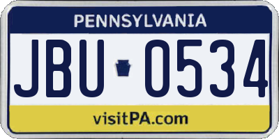 PA license plate JBU0534