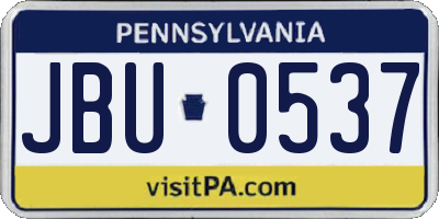 PA license plate JBU0537