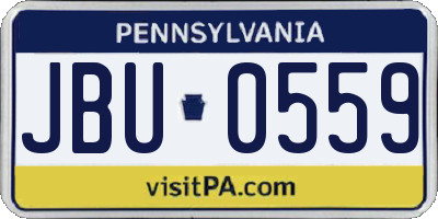 PA license plate JBU0559