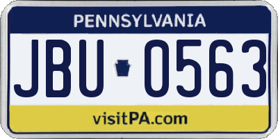 PA license plate JBU0563