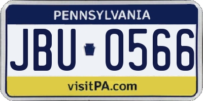 PA license plate JBU0566