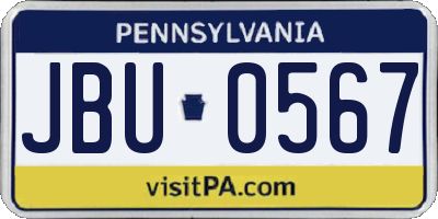 PA license plate JBU0567