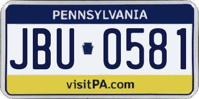 PA license plate JBU0581