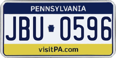 PA license plate JBU0596