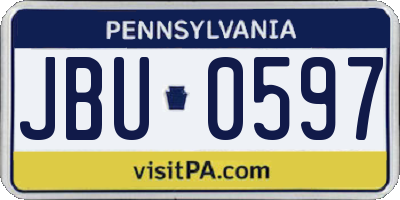 PA license plate JBU0597