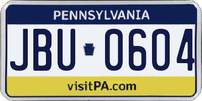 PA license plate JBU0604
