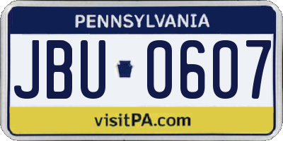 PA license plate JBU0607