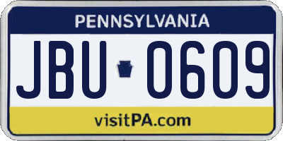 PA license plate JBU0609