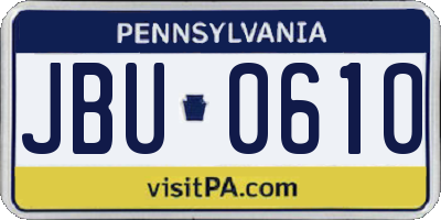 PA license plate JBU0610