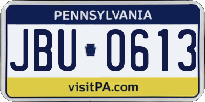 PA license plate JBU0613