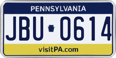 PA license plate JBU0614