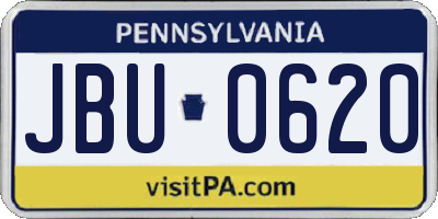 PA license plate JBU0620