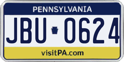 PA license plate JBU0624