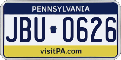 PA license plate JBU0626