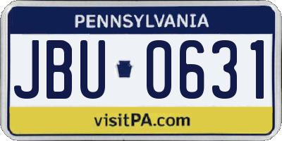 PA license plate JBU0631