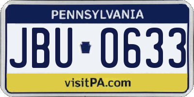 PA license plate JBU0633
