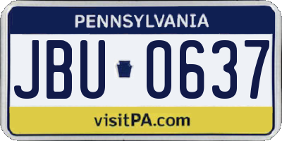 PA license plate JBU0637