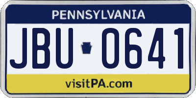 PA license plate JBU0641