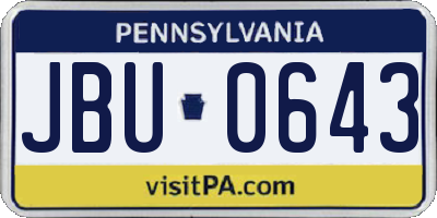 PA license plate JBU0643