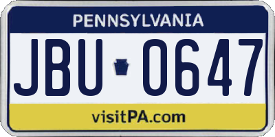 PA license plate JBU0647