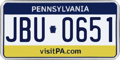 PA license plate JBU0651