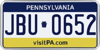 PA license plate JBU0652