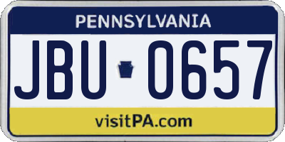 PA license plate JBU0657