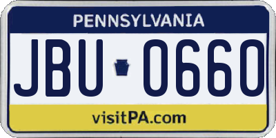 PA license plate JBU0660