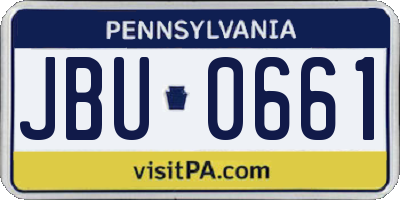 PA license plate JBU0661