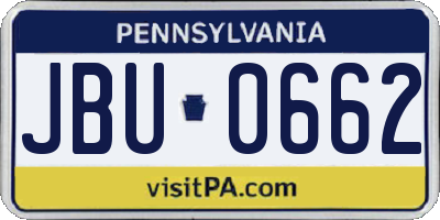 PA license plate JBU0662