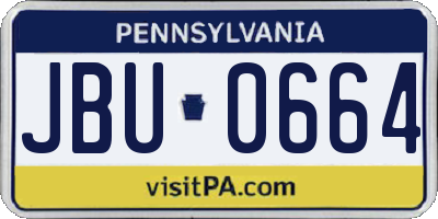 PA license plate JBU0664