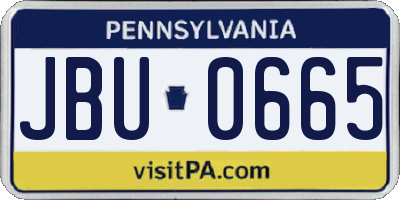 PA license plate JBU0665